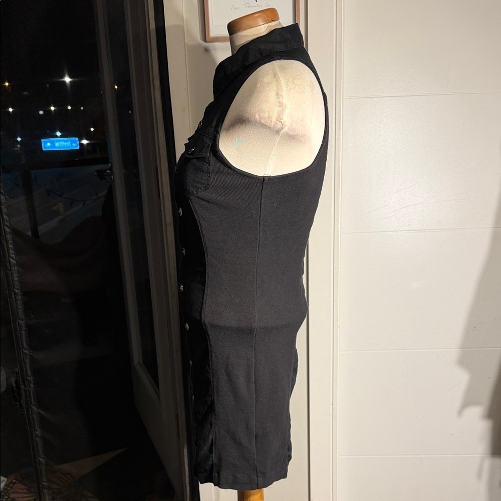 Vintage Y2K Guess Black Sleeveless Linen Dress - Picture 7 of 12